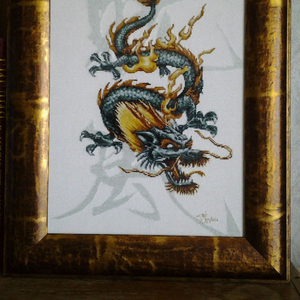 Картина «Дракон-цю», ручная работа,  вышивка. 