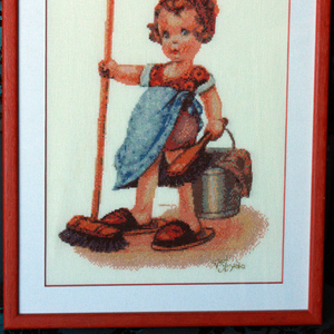 Картина «Помощница», ручная работа,  вышивка. 