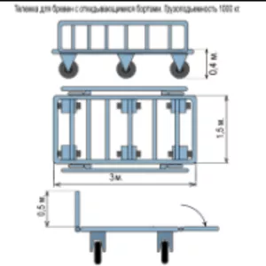 Тележка для бревен с откидывающимися бортами ТБ.Чертеж по запросу.