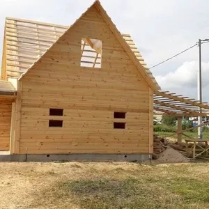 Сруб Дома из бруса Михаил 6×8 установка в Пружанском районе
