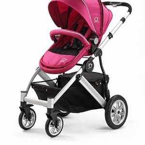 Коляска Baby Duli pink 2в1 (алюминиевая/черная рама) четырехколесная