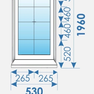Окна Пвх 530х1960 распродажа дешево профиль Kbe 70