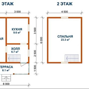 Дом с терассой балконом из проф.бруса 6х7 сруб- Ян