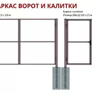 Каркас калитки и ворот распашных из профильной трубы