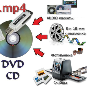 Оцифровка видео,  кино,  аудио,  слайдов и фото материалов.